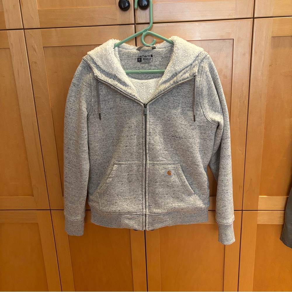 Carhartt relaxed Fit Sherpa Lined Full Zip Sweatshirt Hoodie Size XS - Picture 2 of 8